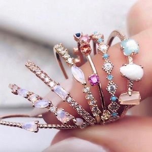 Dainty Pastel Cubic Zirconia Ring Silver-sz 6 or 7 NWT